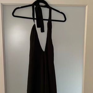 Black Satin crossover tie dress size large